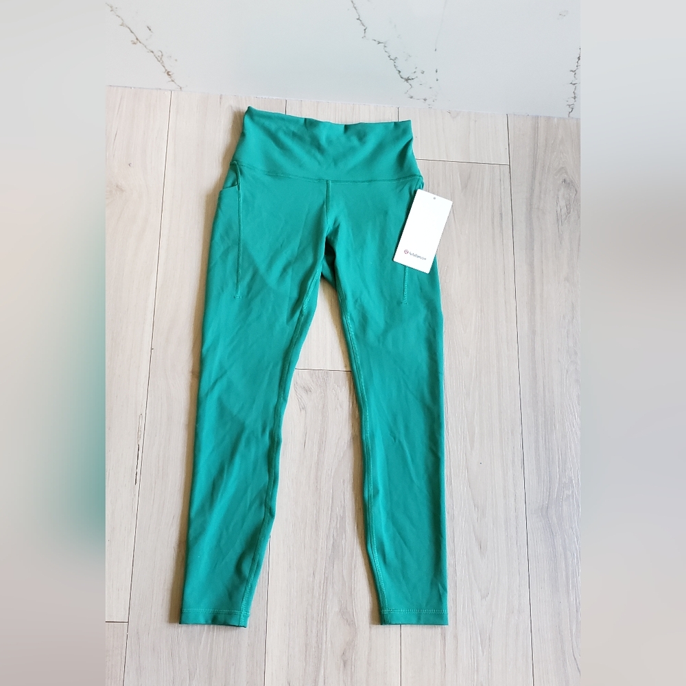 Lululemon Leggings Womens 6 Green Wunder Train HR Tight 25" Yoga Pocket Pants